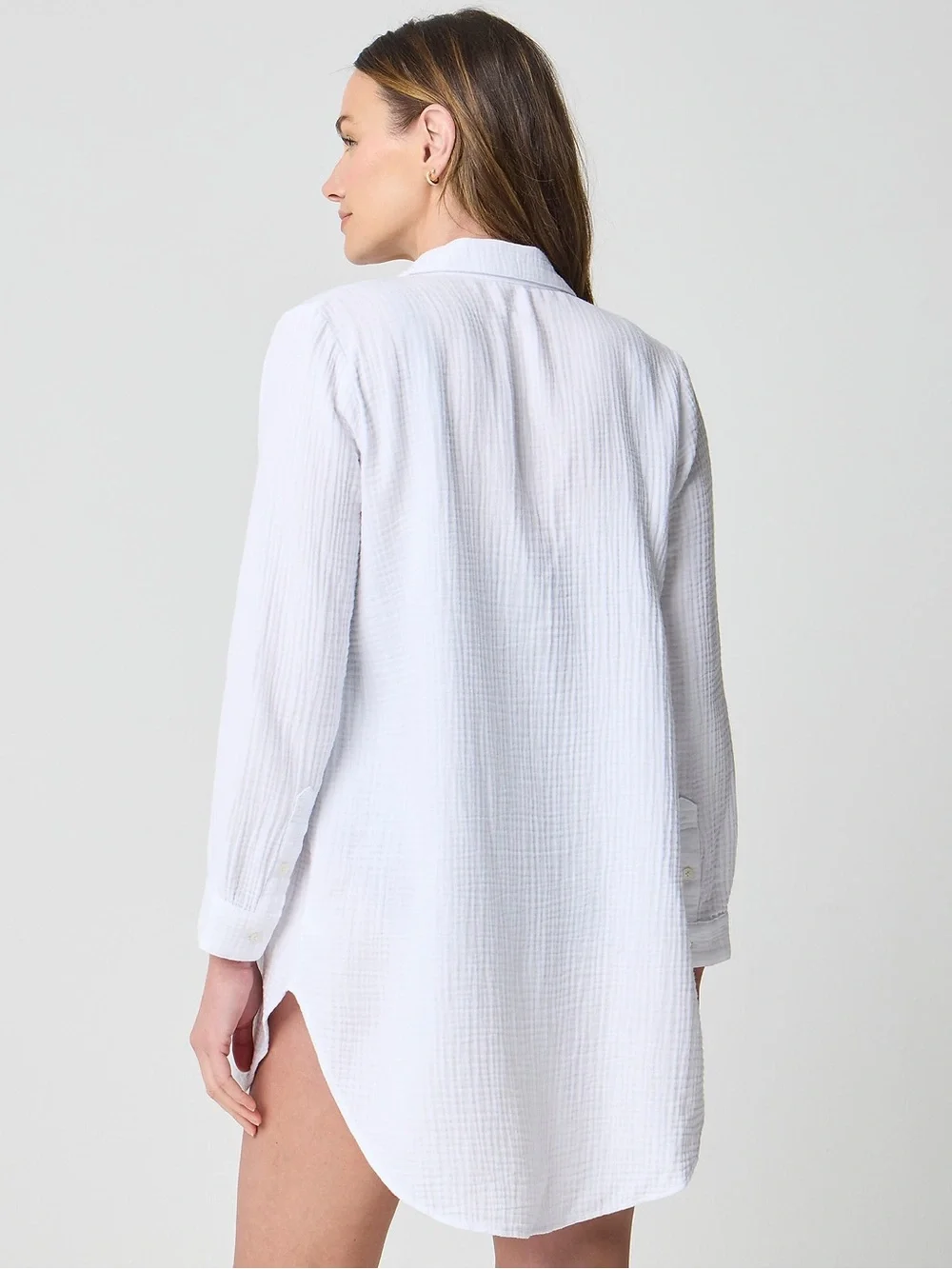 NWT J. Crew Button Gauze Tunic Beach Cover-Up Sz L 100% Cotton Coastal Vacation